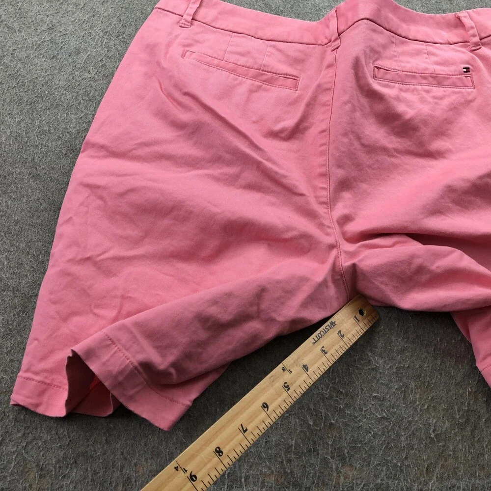 Tommy Hilfiger Shorts Womens 12 Pink Chino Twill Flat Front 9 Inseam Casual